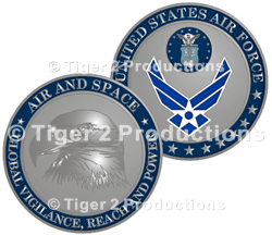 AIR FORCE SYMBOL COIN ANTIQUE SILVER 1.5 INCH