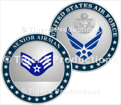 SENIOR AIRMAN PROMOTION COIN SHINY NICKEL 1.5 INCH